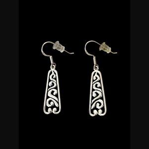 Int. Bullion & Metal Brokers 925 Sterling Swirl Cut Out Pattern 1.75" Earrings